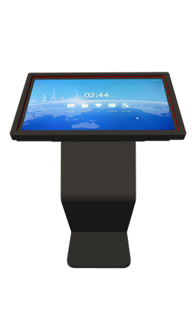 Quiosque digital de tela de toque inclinado sensível ao toque preto para aeroporto