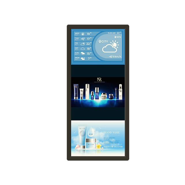 Sinalização digital LCD comercial montada na parede para publicidade 